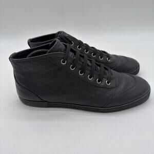 Gucci GG Guccissima Women's Leather High Top Sneakers Black Casual 38.5 8.5